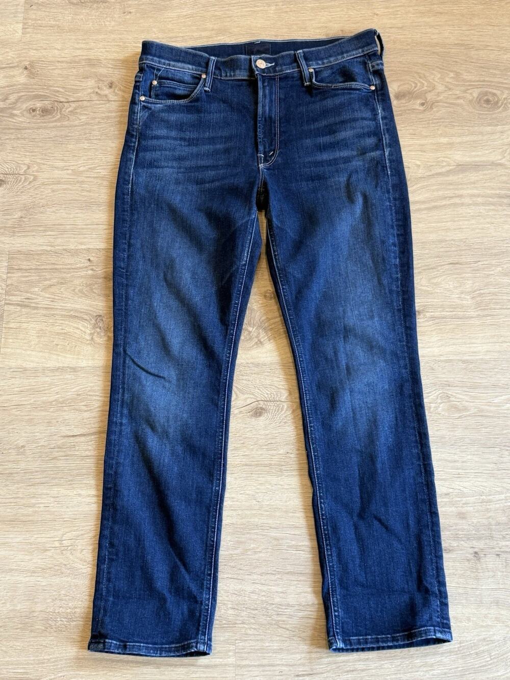 Mother The Mid Rise Dazzler Ankle Jeans Womens 28 Blue Denim On The Edge